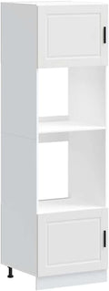 vidaXL Armoires de Four 2 pcs Porto Blanc Bois d'ingénierie, micro-ondes, 207 cm, 81,5 cm