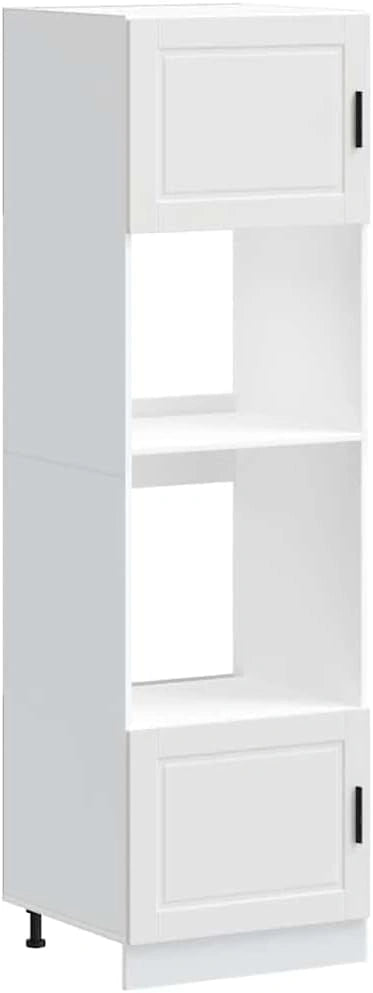 vidaXL Armoires de Four 2 pcs Porto Blanc Bois d'ingénierie, micro-ondes, 207 cm, 81,5 cm