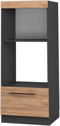 Vicco Armoire Micro-Ondes Fame-Line, 60 cm, Chêne doré, à combiner avec d'autres modules de la série Fame-Line, ouvert