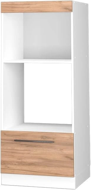Vicco Armoire Micro-Ondes Fame-Line, 60 cm, Chêne doré, à combiner avec d'autres modules de la série Fame-Line, ouvert