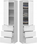 BDW, Blanc, 3 Tiroirs et Étagères, Meuble de Rangement de 50 cm L 180,5 cm H et 40 cm P, Armoire avec Tiroirs