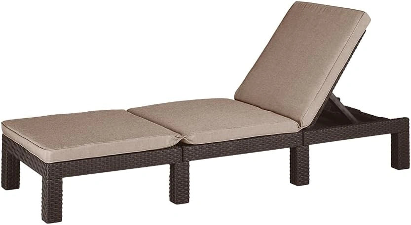 Allibert by Keter Daytona Chaise Longue de Luxe pour Jardin, 195 x 65 x 25,5, terrasse et Balcon avec tête de lit réglable, Aspect rotin, Marron