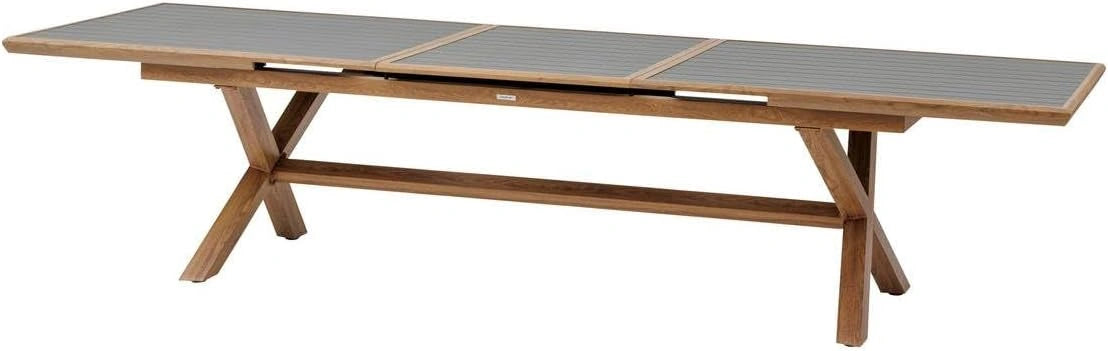 HESPERIDE - Table de Jardin Extensible Axiome Graphite/Miel - 12 Places - Aluminium Traité Epoxy Antirouille - Meuble d'Extérieur à Rallonge