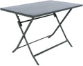 HESPERIDE - Table de Jardin Pliante Rectangle Greensboro 4 Places Gris Graphite - Acier Antirouille Renforcé - Mobilier pour Jardin, Balcon, Terrasse