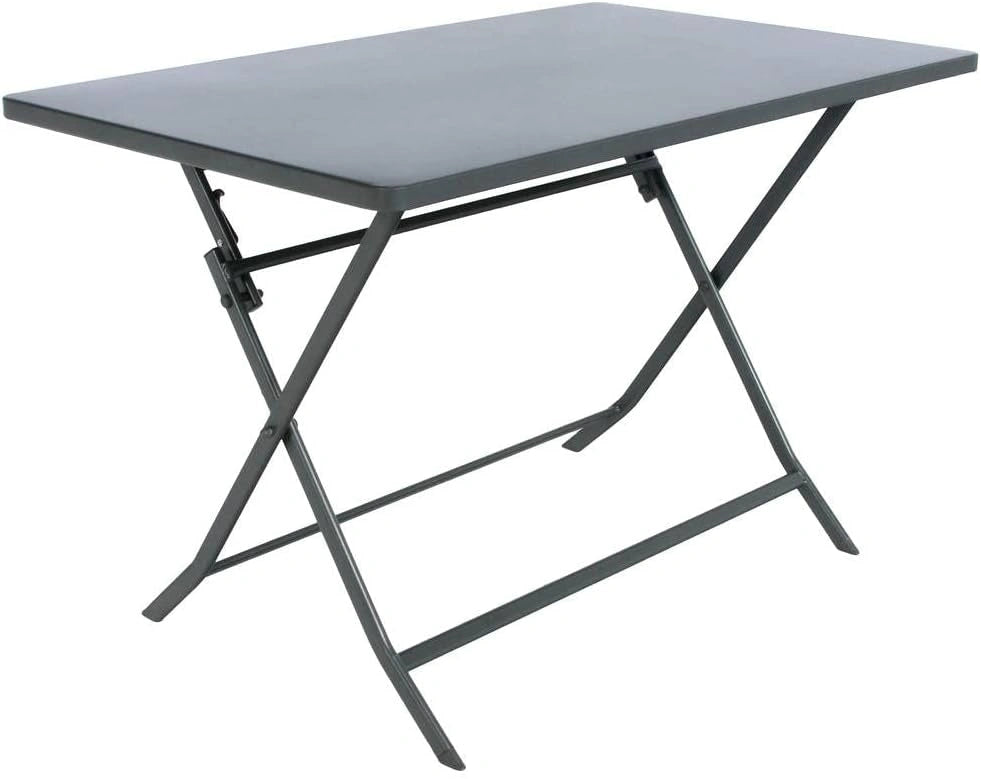 HESPERIDE - Table de Jardin Pliante Rectangle Greensboro 4 Places Gris Graphite - Acier Antirouille Renforcé - Mobilier pour Jardin, Balcon, Terrasse