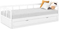IDMarket - Lit Banquette 90 x 190 cm Zoya Convertible Blanc, Lit banquette 90 x 190 cm convertible 180 x 190 cm, avec 1 tiroir de rangement