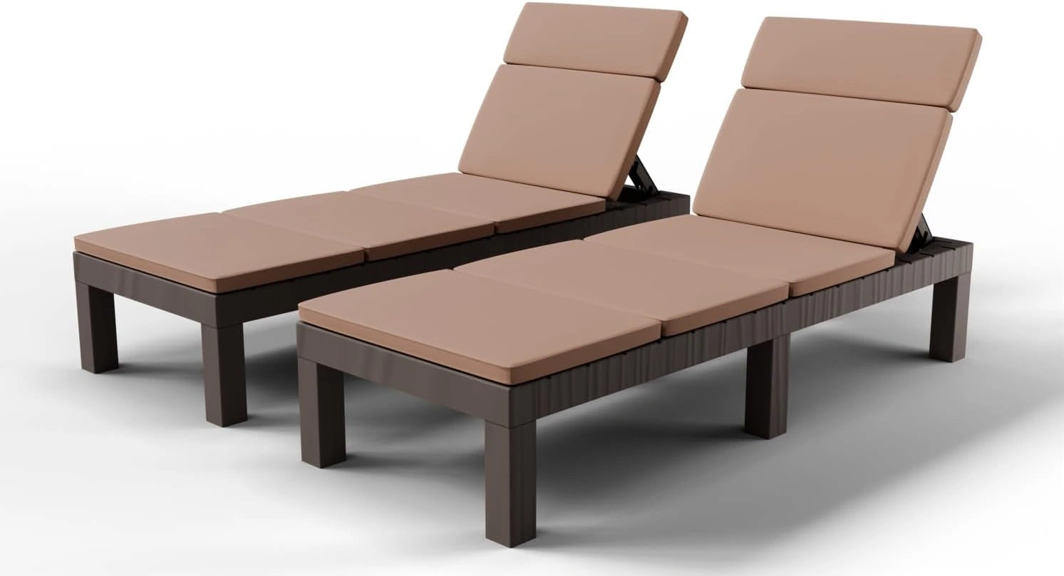Luxirest Lot de 2 Bain de Soleil Chaise Longue Jardin Exterieur - Dossier réglable - avec Coussin