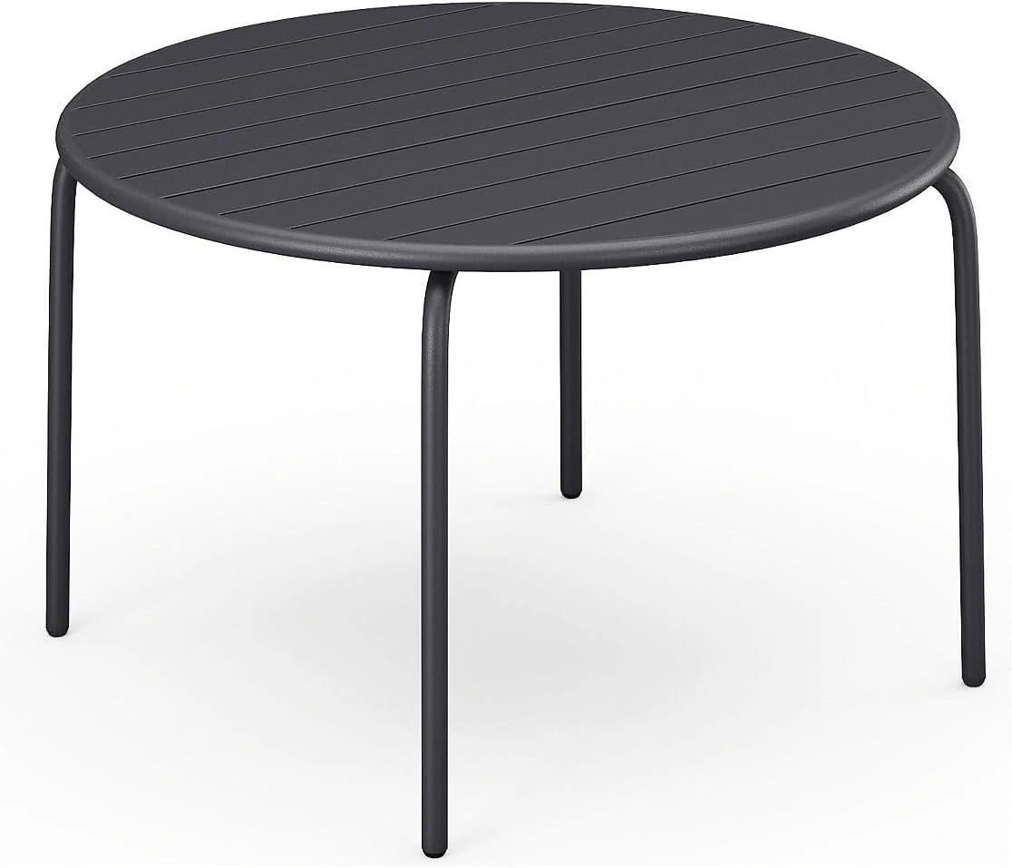 Vente-unique - Table de Jardin Ronde D.110 cm en métal - Gris Anthracite - MIRMANDE de MYLIA