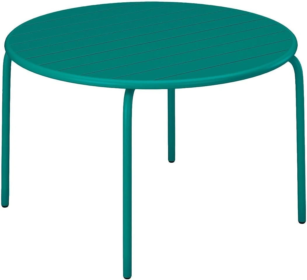 Vente-unique - Table de Jardin Ronde D.110 cm en métal - Bleu Canard - MIRMANDE de MYLIA