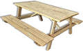 SUNWOOD Table de pique-nique en bois avec bancs intégrés 180 x 165 cm, 6 places, en pin massif, fabriquée en Italie