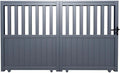 Vente-unique - Portail coulissant aluminium semi ajouré L343 x H149 cm anthracite TARNOS II