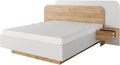 Vente-unique-Lit avec chevets 160 x 200 cm - avec LEDs - Coloris: Naturel et Blanc - DESADO