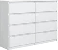 meble masztalerz Commode 120 cm, 8 Tiroirs Blanc, Commode Chambre 120x101,5x39 cm, Meuble de Rangement Salon Classique, Spacieuse et Design