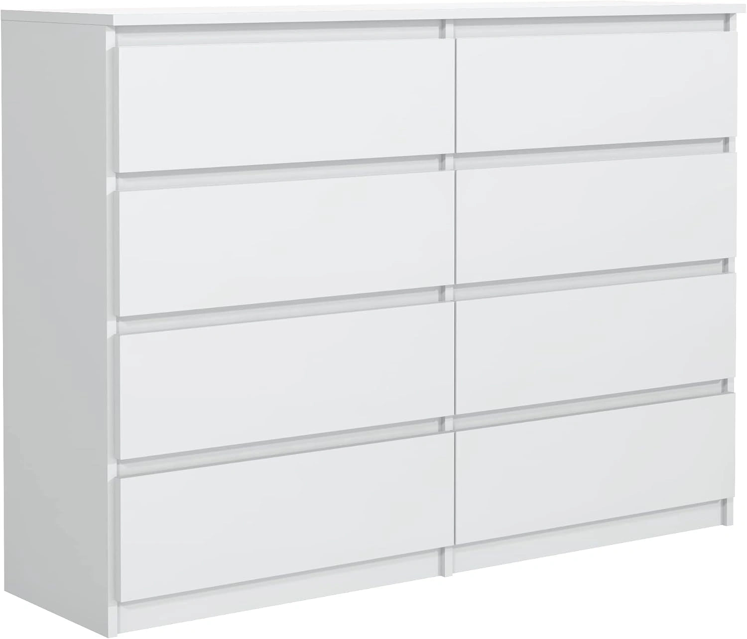 meble masztalerz Commode 120 cm, 8 Tiroirs Blanc, Commode Chambre 120x101,5x39 cm, Meuble de Rangement Salon Classique, Spacieuse et Design