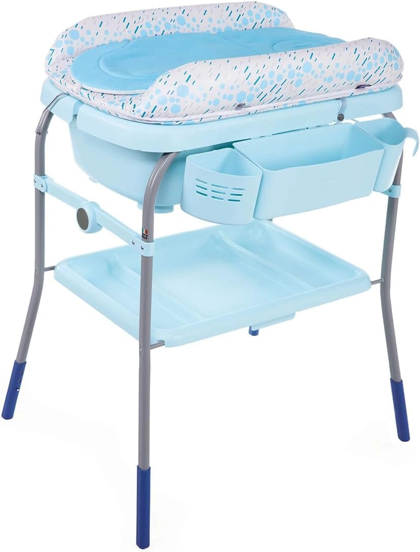 Chicco, Bleu, max 11kg, Cuddle et Bubble baignoire à langer ergonomique avec matelas et réducteur souple, hauteur réglable, fermeture compacte, Océan