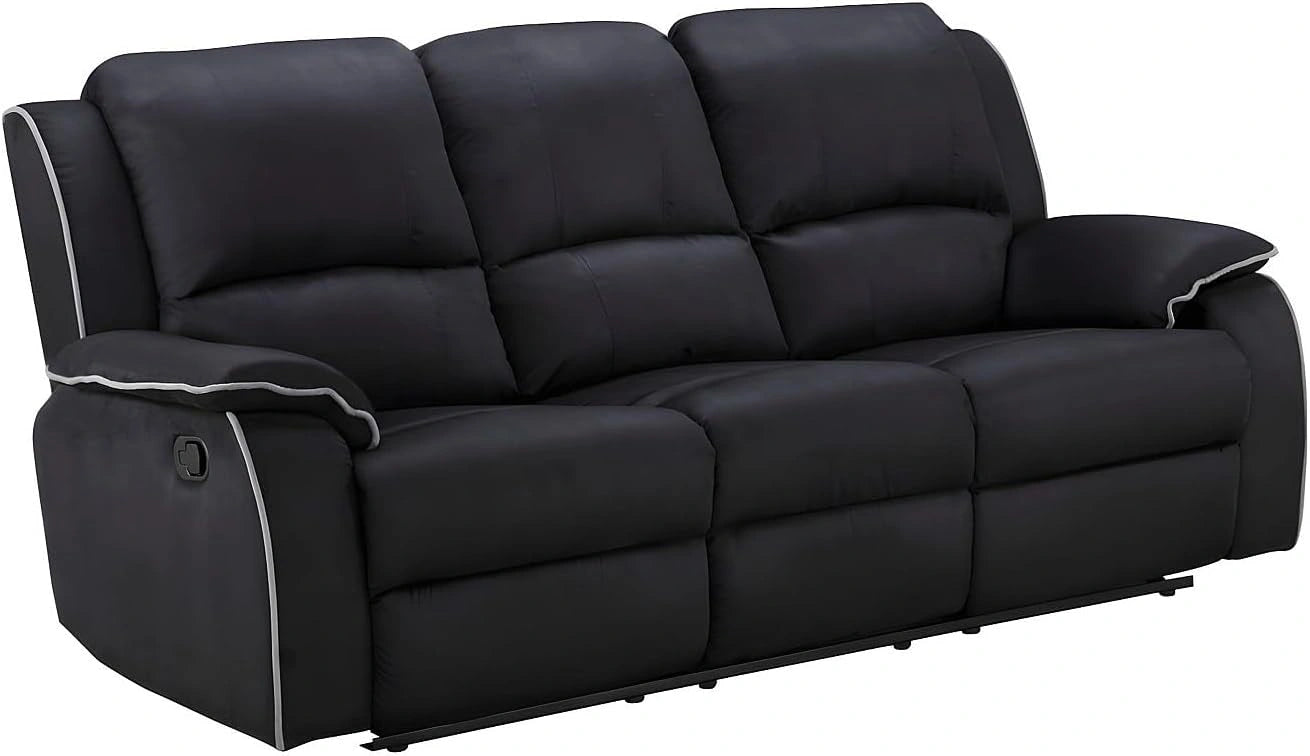 Vente-unique - Canapé 3 Places Relax en Microfibre Hernani - Noir, fauteuil, 210 cm, 99 cm