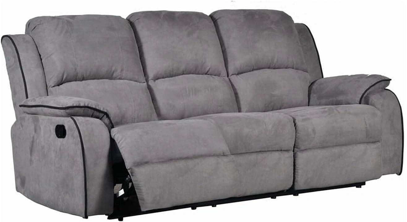Vente-unique - Canapé 3 Places Relax en Microfibre Hernani - Gris, 51 cm, 53 cm