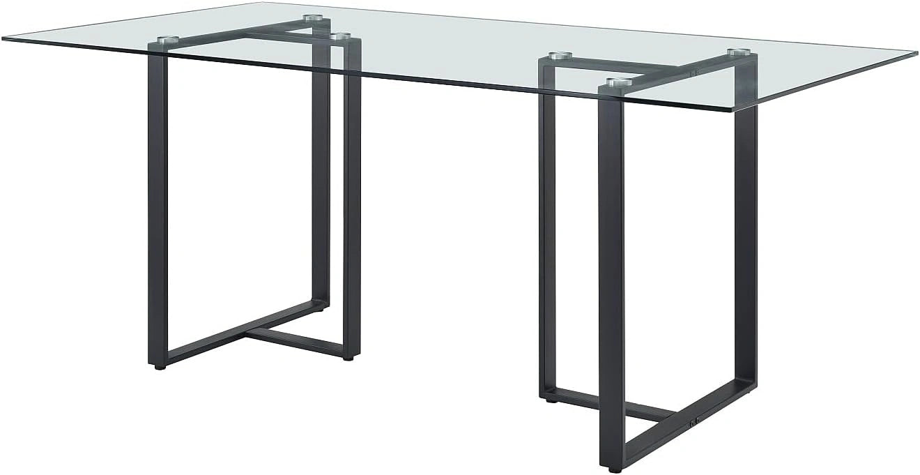 PASCAL MORABITO-Table à Manger 6 Personnes en Verre trempé et métal - Transparent et Noir - NILESA II