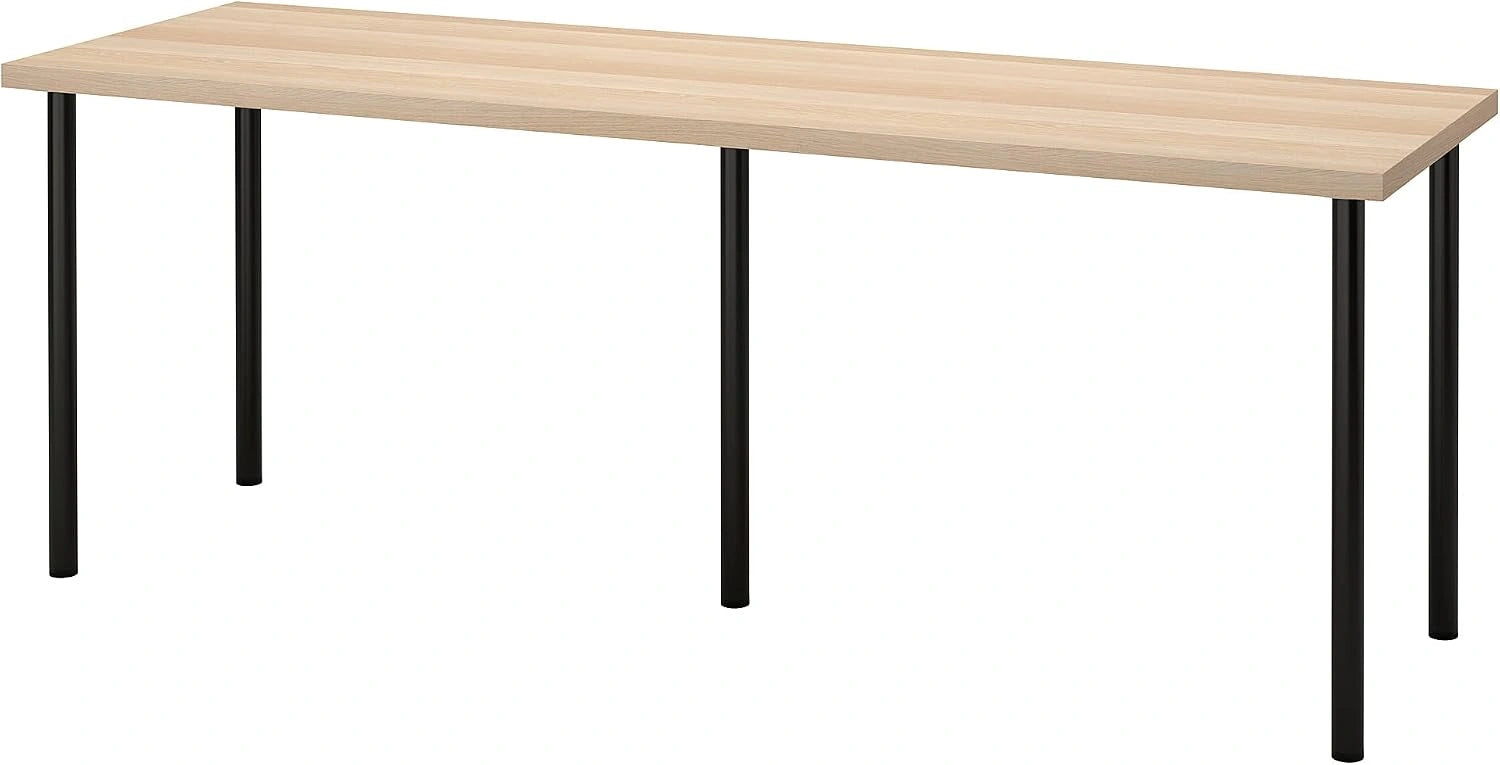 Bureau LAGKAPTEN/ADILS, effet chêne teinté blanc/noir, 200x60 cm
