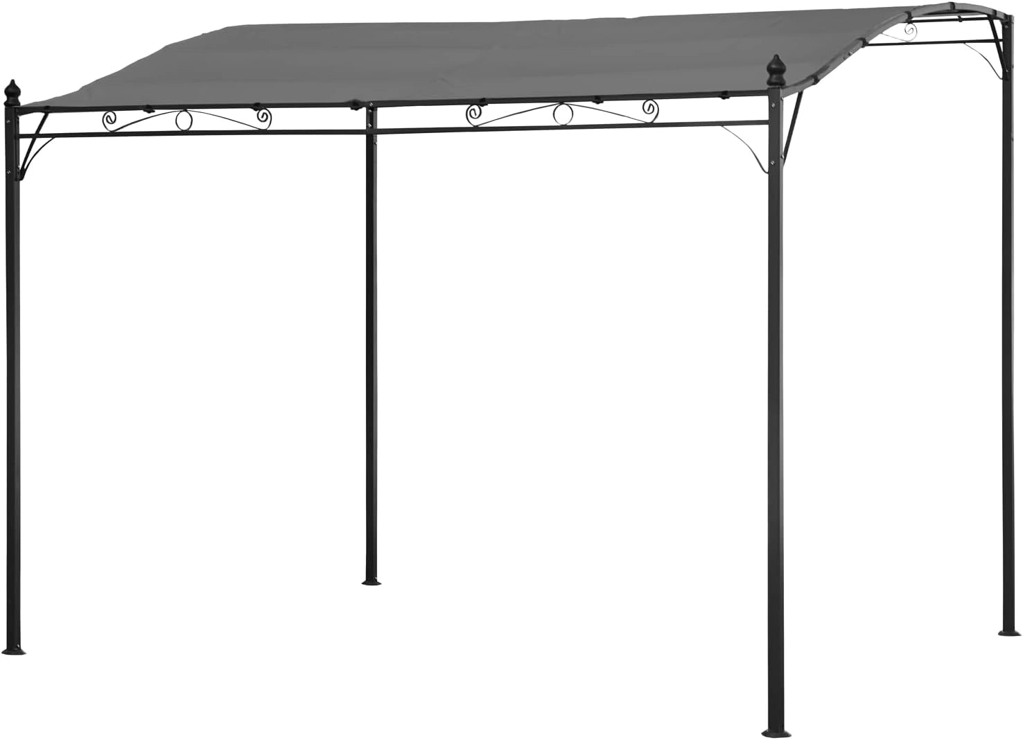 Pergola Murale Nice, Toile Polyester 180 g/m² Grise, Structure Acier Anthracite, Déperlante