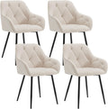WOLTU Lot de 4 Chaises de Salle à Manger, Crème, Charge 150 kg, Fauteuil Rembourré avec Accoudoirs, Pieds en Métal, Salon et Chambre, pour Cuisine