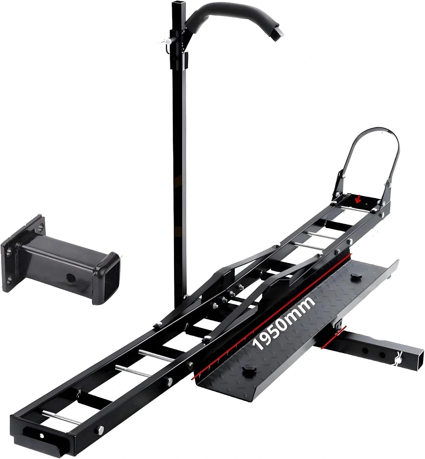Porte Moto Attelage Scooter avec Rampe de Chargement 227kg + Adaptateur 2'' 83x56 mm, porte-vélos
