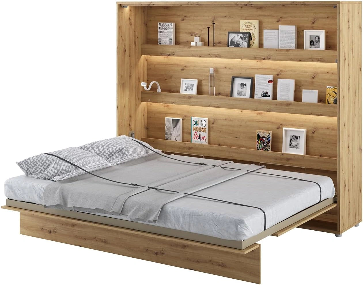 MEBLINI Lit Escamotable Bed Concept - Lit Pliant 2 Personnes - Mural Rabattable - Armoire - Placard - Murphy Bed - BC-14-160x200 cm Horizontal