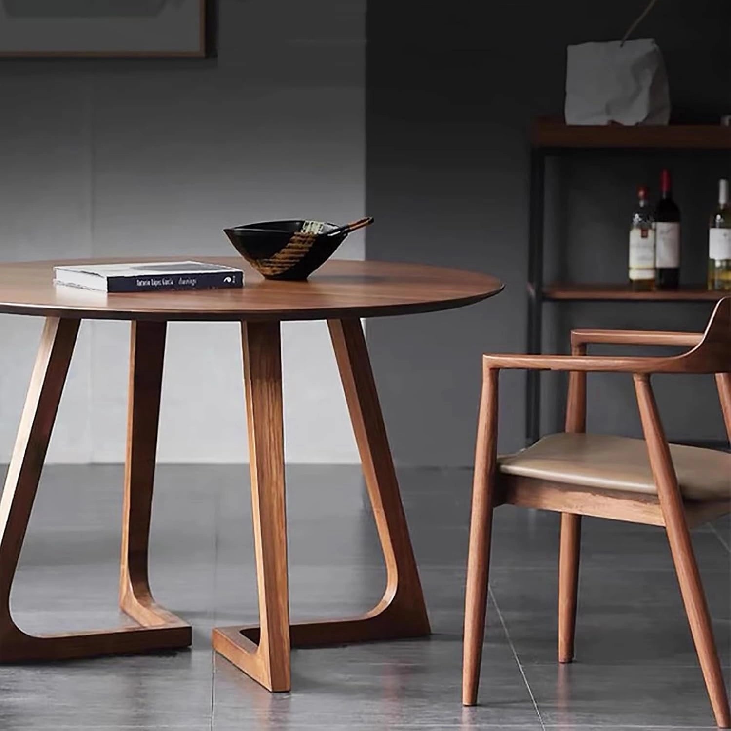 Table à manger ronde moderne du milieu du siècle en bois massif, peut accueillir 2 à 4 personnes, meubles de cuisine et de salle à manger