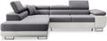 INTENSE DECO Canapé d'angle Gauche Convertible Marius Gris et Blanc, 70 cm