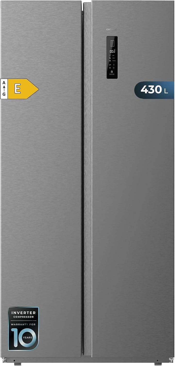 Cecotec Réfrigérateur Américain 2 Portes Bolero CoolMarket SBS 430 Dark E. Side by Side de 430 L, Hauteur 176 cm et 84 cm de Largeur, Total No Frost