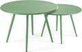 Oviala Lot de 2 Tables Basses de Jardin en Acier Vert Cactus - Palavas, salon de jardin, 34 cm, 50 cm