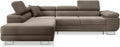 INTENSE DECO Canapé d'angle Gauche Convertible Marius Velours côtelé Taupe, 70 cm