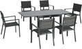 Outsunny Salon de Jardin extérieur en Aluminium et textilène Table Extensible 90 à 180 cm 6 chaises empilables - 6 Personnes - Gris