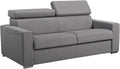 Vente-unique - Canapé 3 Places Convertible Express en Tissu Gris avec Assise mémoire de Forme - Couchage à Lattes Larges 140 cm - Matelas 18 cm