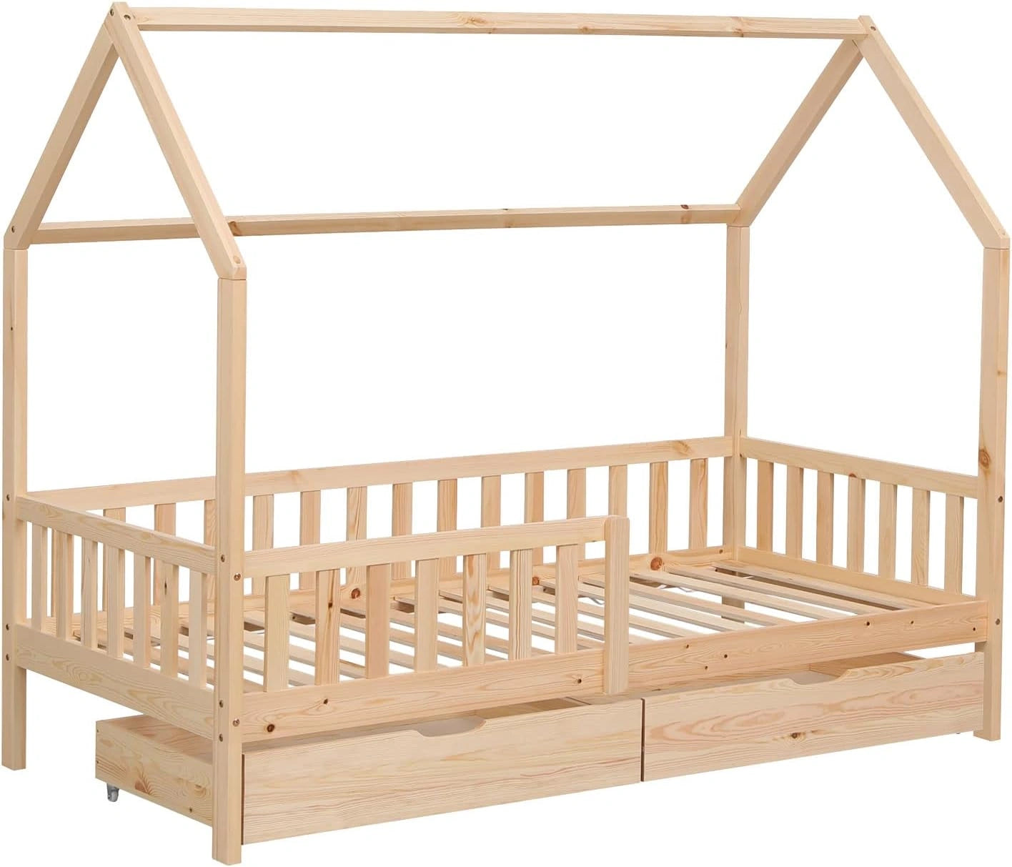 Happy Garden Lit cabane 190x90 cm en Bois Marceau, Cadre de lit en Bois Massif de pin avec sommier à Lattes