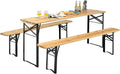 COSTWAY Ensemble Table Pliante et Bancs de Pique-Nique 180 cm, pour Terrasse Jardin