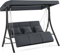 M MCombo Balançoire Hollywood avec Fonction inclinable, 8018 (Gris foncé), balançoire de Jardin 3 Places résistante aux intempéries, Toit réglable