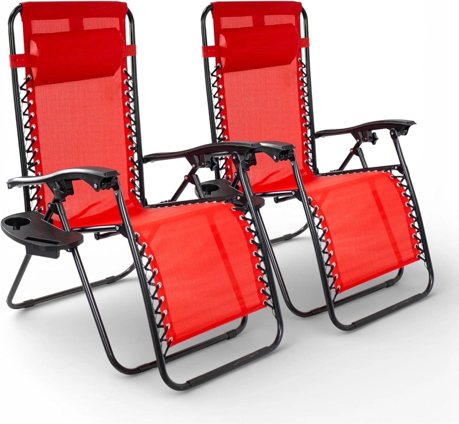 Pincho Lot de 2 chaises longues pour jardin extérieur, gravité zéro (rouge/bordeaux), pliables, terrasses, camping