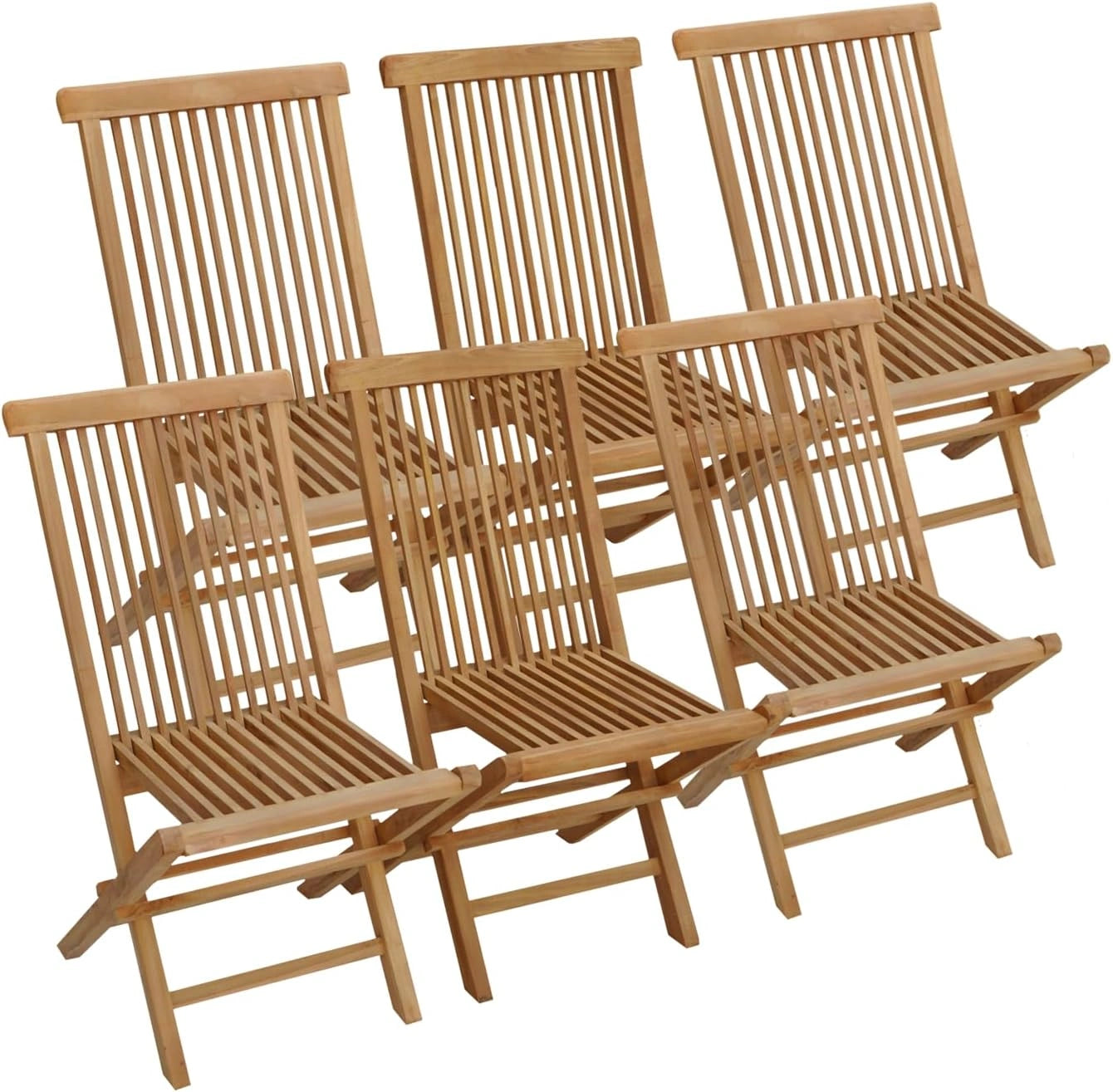 Happy Garden Lot de 6 chaises de Jardin Pliantes en Teck Lombok, 90 cm, 45 cm