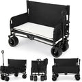 COSTWAY Chariot de Plage Pliable Banc 2 en 1, pour Camping Sport et Shopping (Noir)