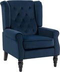 HOMCOM Fauteuil de Salon Assise Large Grand Confort 74 x 86 x 102 cm Bleu, Fauteuil Capitonné avec Pieds en Bois, Style Classique