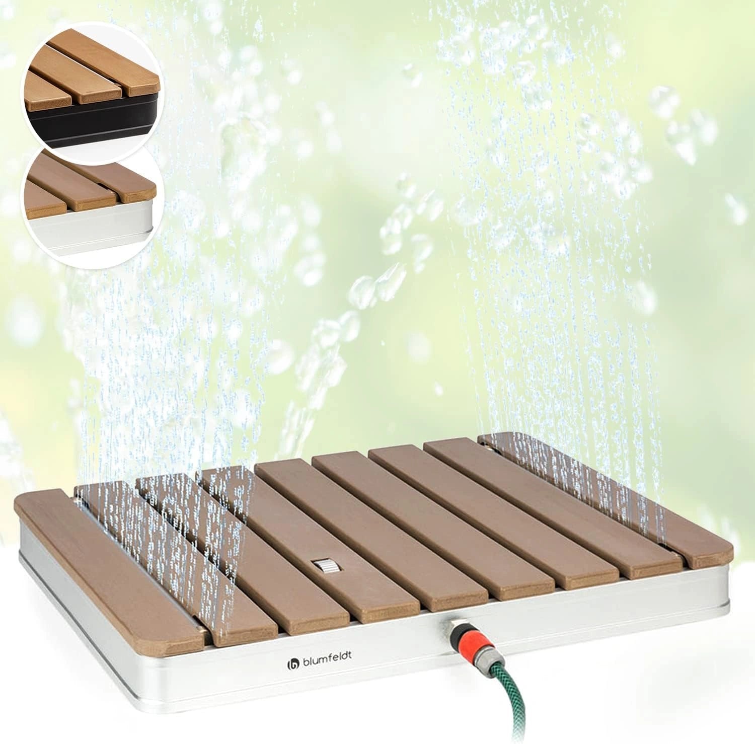 blumfeldt Douche Exterieur Piscine, Douche Jardin de 4 m, Douches de Jardin Portable, Pomme de Réglable, Extérieur Aluminium, Rince Pied Piscine
