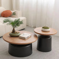 Table Basse Ronde Bois Massif, Socle en Acier Au Carbone pour Maison Salon Bureau Ferme-Facile À Assembler(blanc), Table Basse Ronde Salon Moderne