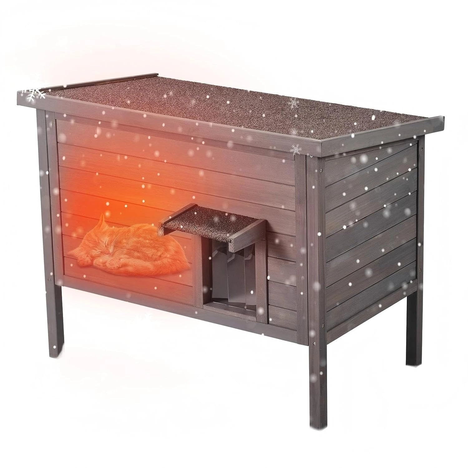 VEVOR Maison pour Chat d'Extérieur, 870x535x690 mm, Résistante aux Intempéries, Isolation Mousse, Toit Ouvert, Porte à Rabat en PVC