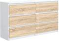 meble masztalerz Commode 120 cm, Blanc et Sonoma, Commode Chambre 120x39x78,5 cm, Meuble de Rangement Salon Classique, Spacieuse et Design