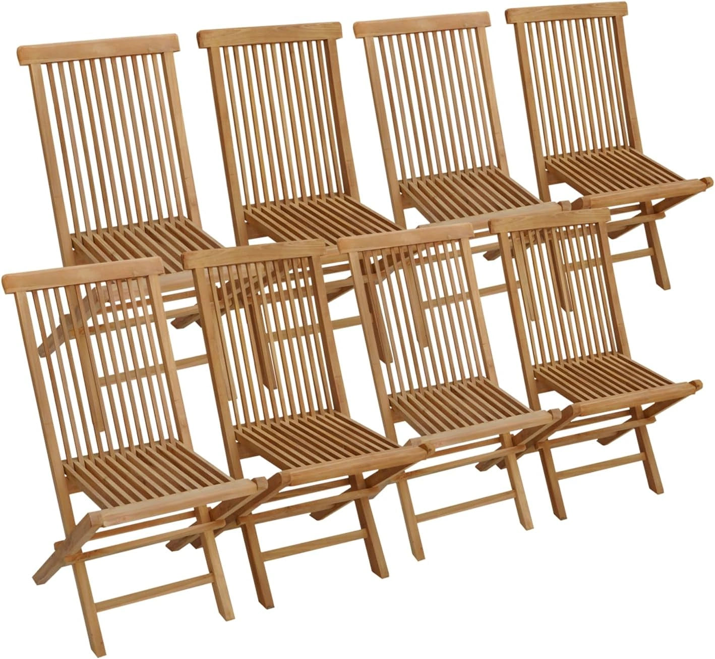 Happy Garden Lot de 8 chaises de Jardin Pliantes en Teck Lombok, 90 cm, 45 cm
