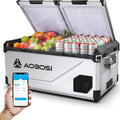 AAOBOSI Glacière à Compression 75 L Double Zone，Minimum -20 °C，Boîtier Inox et Intérieur Aluminium Gaufré，12/24 V et 100-240 V，Glaciere