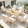 Salon de Jardin ExtéRieur 7 PièCes, 1 Table et 6 Chaises, Meubles d'ExtéRieur Patio Terrasse, Pique-Nique, pour Cour, Coussins, Rotin, Moderne