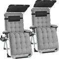 tectake Lot de 2 Fauteuil de Jardin Bain de Soleil avec Pare Soleil Chaise Longue Pliable et Inclinable avec Rembourrage Repose Pieds Appuie-tête