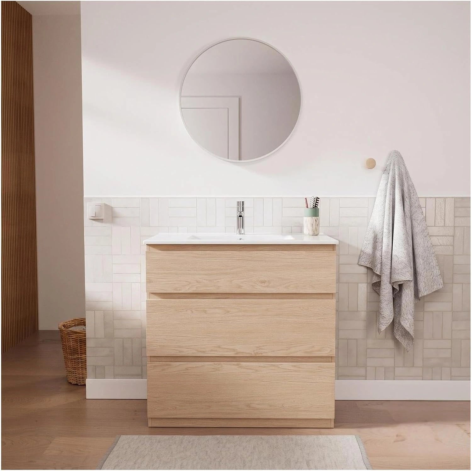 MOB-IN Meuble Simple Vasque Sorrento 80 cm - avec Plan Vasque céramique